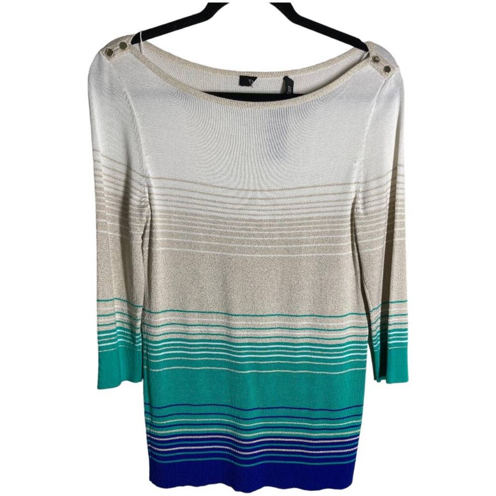 WHBM Perl Dust Color Block Stripe Sweater NWT - image 2